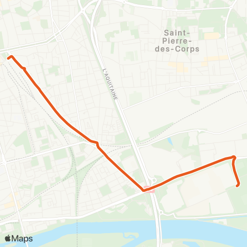 Fil bleu Gare de Tours - Parc Expo map