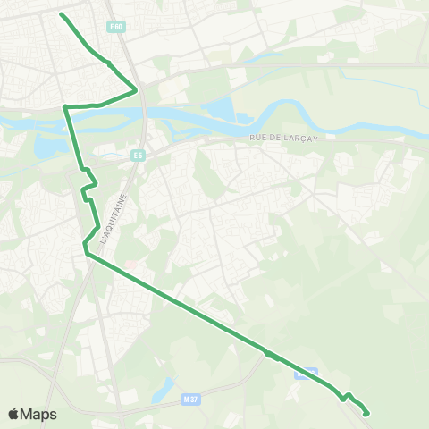 Fil bleu Gare de Tours - Nécropole Esvres map