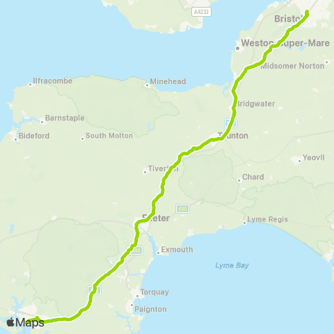 FlixBus Victoria Coach Sta - Plymouth Coach Sta map