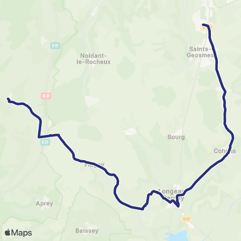 Fluo 52 Perrogney-les-Fontaines / Langres map
