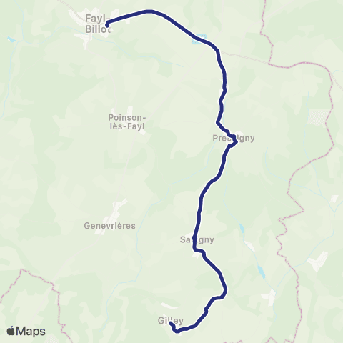 Fluo 52 Gilley / Fayl-Billot map