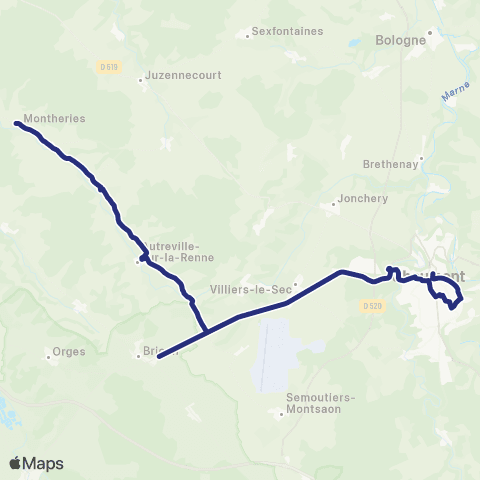 Fluo 52 Montheries / Chaumont map