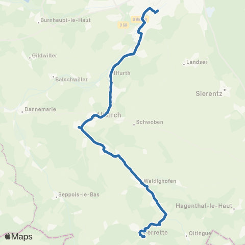 Fluo 68 Ferrette / Mulhouse map