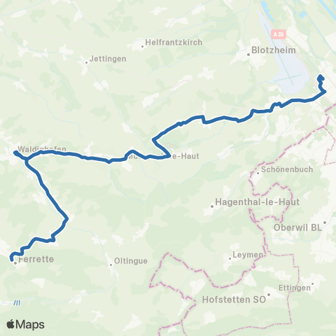 Fluo 68 Ferrette / St-Louis map