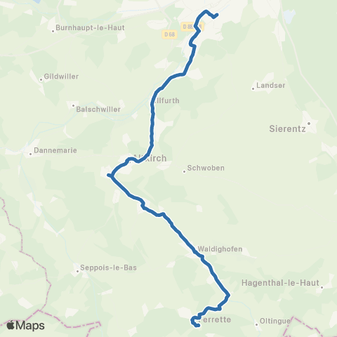 Fluo 68 Ferrette / Mulhouse map