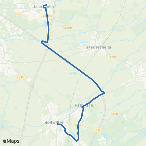 Fluo 68 Bollwiller / Feldkich / Issenheim map