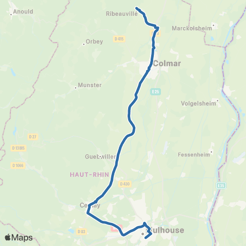 Fluo 68 Mulhouse / Ribeauville map