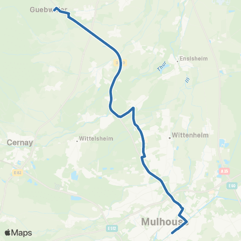 Fluo 68 Mulhouse / Guebwiller map