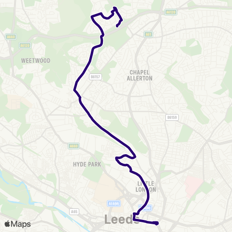 First Leeds Victoria D - Moor Allerton Ctr A map