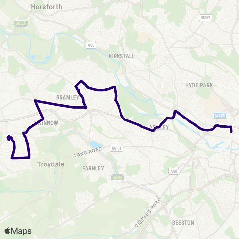 First Leeds City Square F - Pudsey Bus Station map