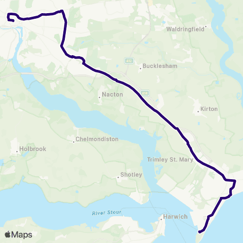 First Norfolk & Suffolk Old Cattle Market Bus Sta - Landguard Ft map