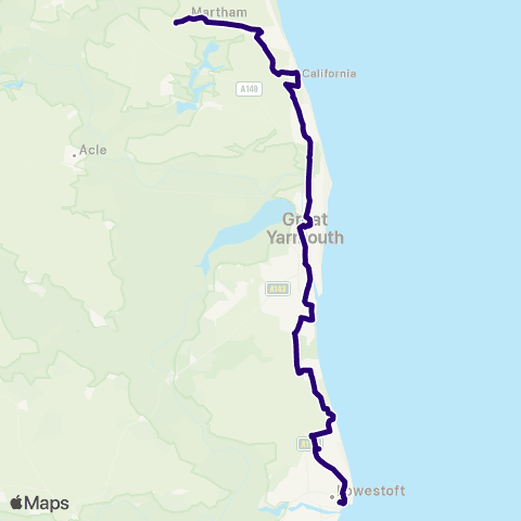 First Norfolk & Suffolk Cess Road - Bus Station map