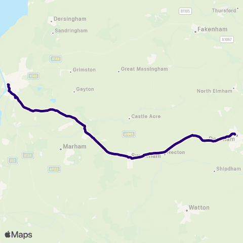 First Norfolk & Suffolk Horse Fair Bus Sta - Queensgate Bus Sta map