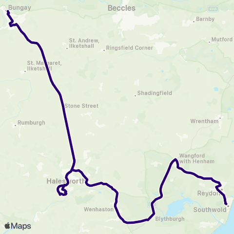 First Norfolk & Suffolk Suffolk Wildlife Park - Bus Station map