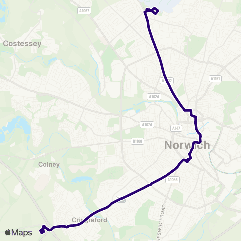 First Norfolk & Suffolk Park & Ride - Airport Park & Ride map