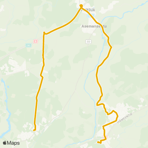 Föli Ilmarinen-Rauhakylä-Vintala-keskusta-Koulukeskus map