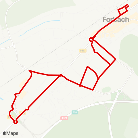 Forbus Forbach Gare routière - Zone Europa map