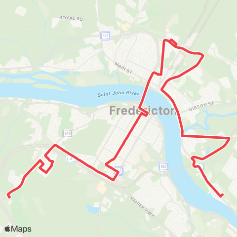 Fredericton Transit Barker's Point map