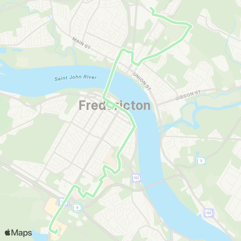 Fredericton Transit Crosstown map