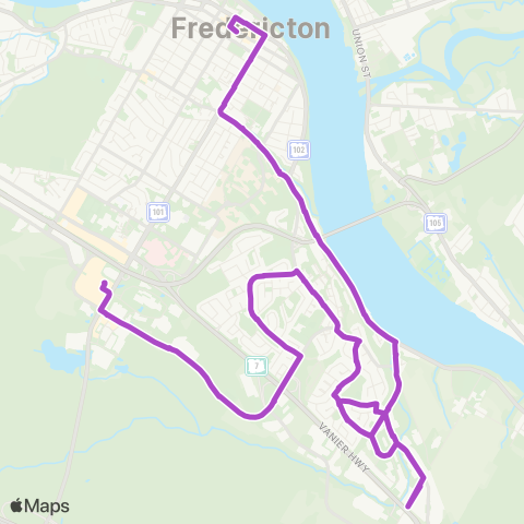 Fredericton Transit Kings Place map