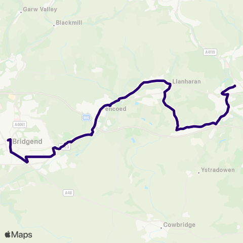 First South & West Wales Talbot Green Bus Sta Stand B - Bridgend Bus Sta Stand 7 map