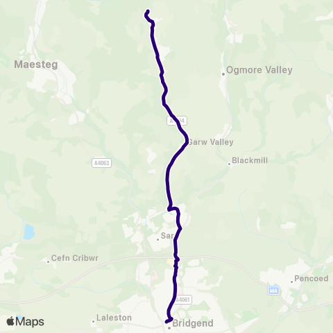 First South & West Wales Bridgend Bus Sta Stand 2 - Blaengarw Terminus map