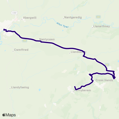 First South & West Wales Cross Hands Library - Carmarthen Bus Sta Stand 5 map