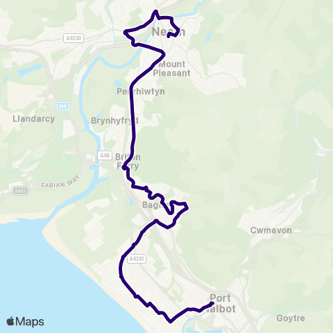 First South & West Wales Oakwood - Neath Bus Station Stand 7 map