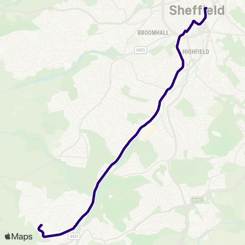 First South Yorkshire Totley Brook Rd / Furniss Av - Sheffield Interchange / C1 map