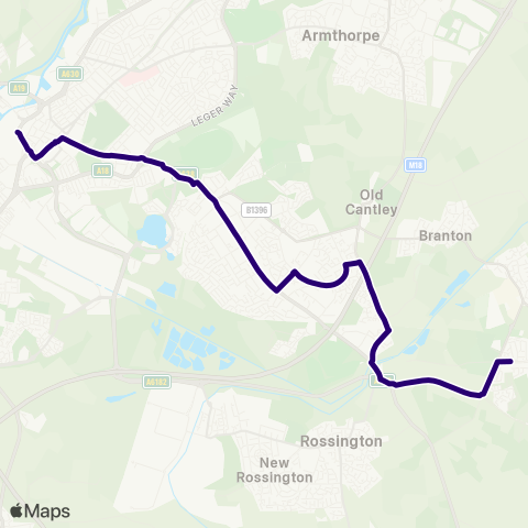First South Yorkshire Hurst Ln / Walnut Av - Doncaster Frenchgate Interchange / B1 map