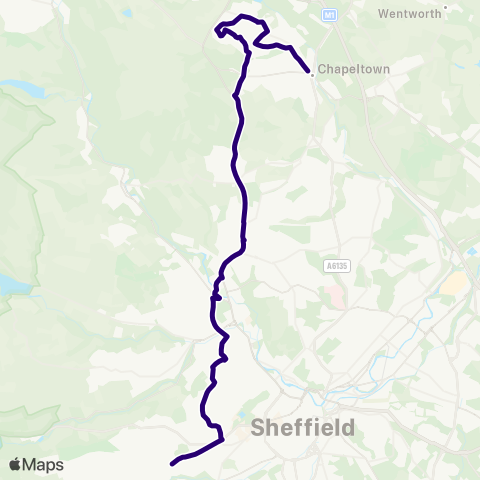 First South Yorkshire Lound Side / Burncross Rd - Fulwood Rd / Riverdale Rd map