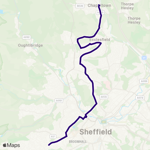 First South Yorkshire Fulwood Rd / Ranmoor Pk Rd - The Common / Sta Rd map