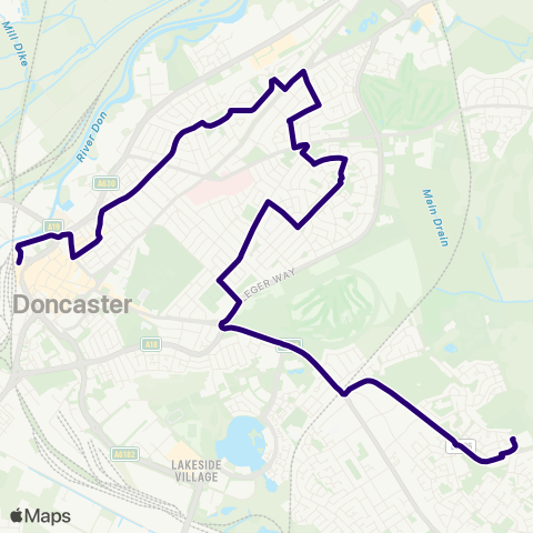 First South Yorkshire Acacia Rd / Sycamore Grove - Doncaster Interchange map