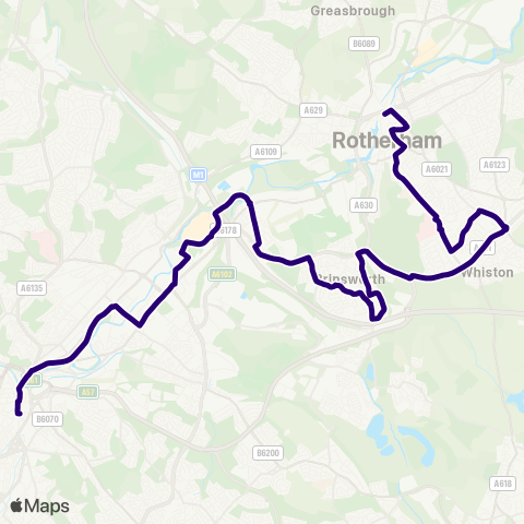 First South Yorkshire Rotherham Interchange / A6 - Sheffield Interchange / C1 map