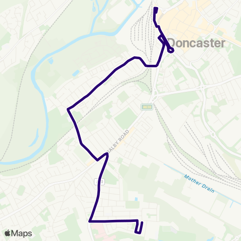 First South Yorkshire Dryden Rd / Weston Rd - Doncaster Frenchgate Interchange / B2 map
