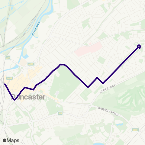 First South Yorkshire Shaftesbury Av / Lothian Rd - Doncaster Frenchgate Interchange / B2 map