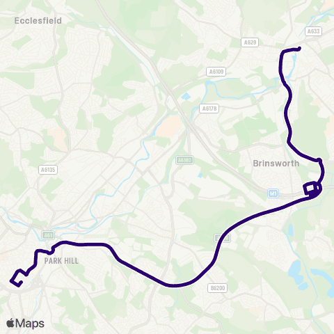 First South Yorkshire Rotherham Interchange / A1 - Eyre St / Moor Market Es3 map