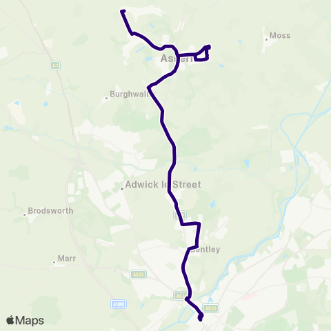 First South Yorkshire W End Rd / Broc-O-Bank - Doncaster Frenchgate Interchange / A12 map