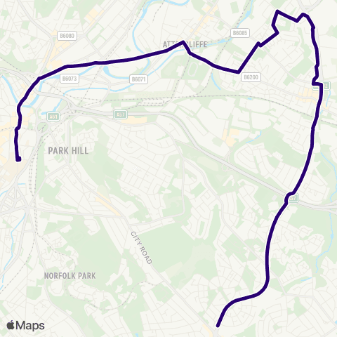 First South Yorkshire Sheffield Interchange / B6 - Prince of Wales Rd / City Rd map
