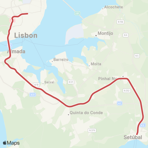 Fertagus Lisboa - Setúbal map