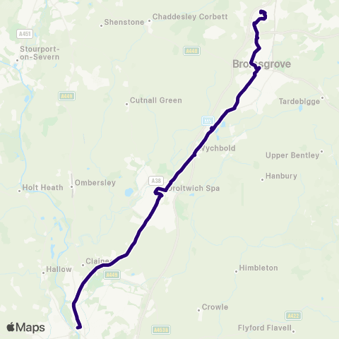 First Worcestershire Worcester Bus Station - Bracken Grove map