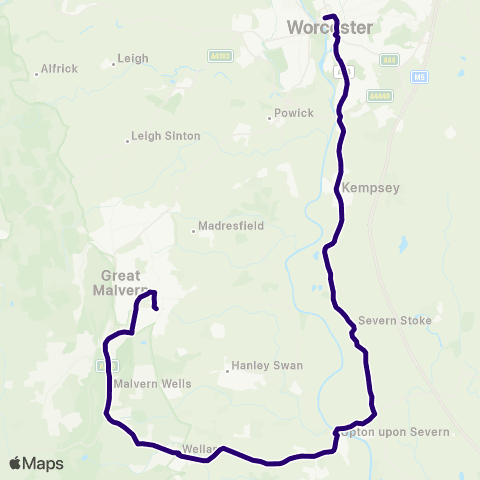 First Worcestershire Worcester Bus Sta - Chase High School map