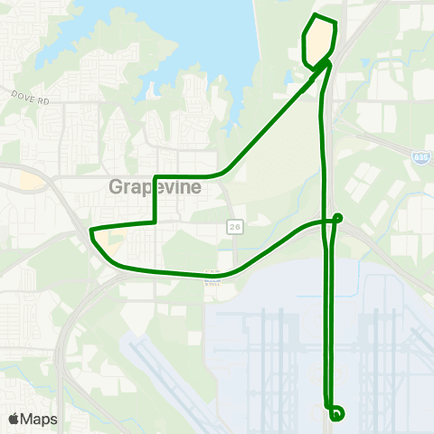 Grapevine Visitors Shuttle Grapevine Green Route map