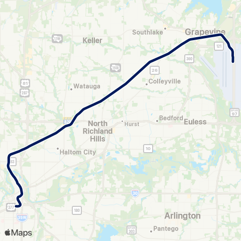 Trinity Metro TEXRail map