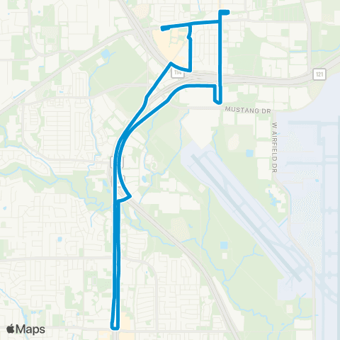 Grapevine Visitors Shuttle Blue Route map