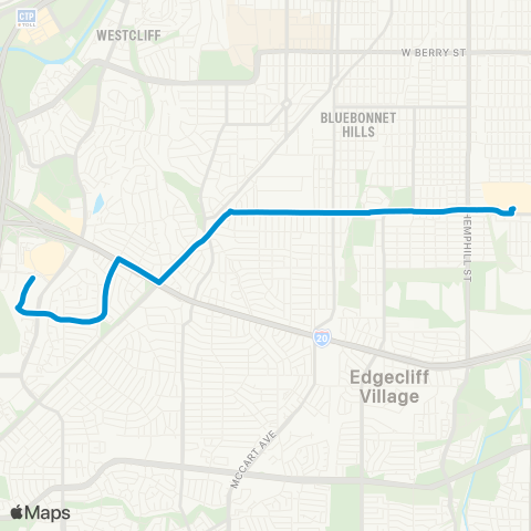 Trinity Metro W Seminary / Hulen Mall map