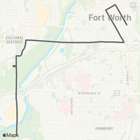 Trinity Metro Cowtown Visitor Shuttle: FWZoo / Gardens map