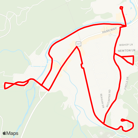 Gatlinburg Trolley Red map