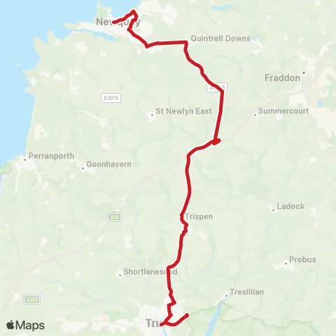 Go Cornwall Bus Bus Station - Holiday Park map