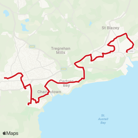 Go Cornwall Bus Bus Station - Old Roselyon Manor map